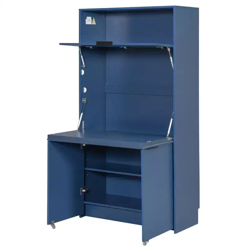 Credenza da cucina con dispensa a 69", piano di lavoro pieghevole e presa di corrente