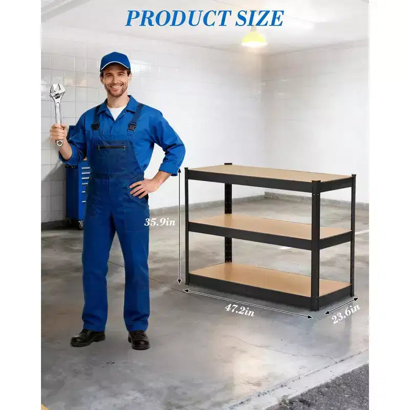 Scaffali per Garage ad Alta Resistenza, Scaffali Portaoggetti Regolabili a 3 Livelli, Carico 600 kg, Scaffali Portaoggetti per Garage, Scaffale Metallico per Deposito