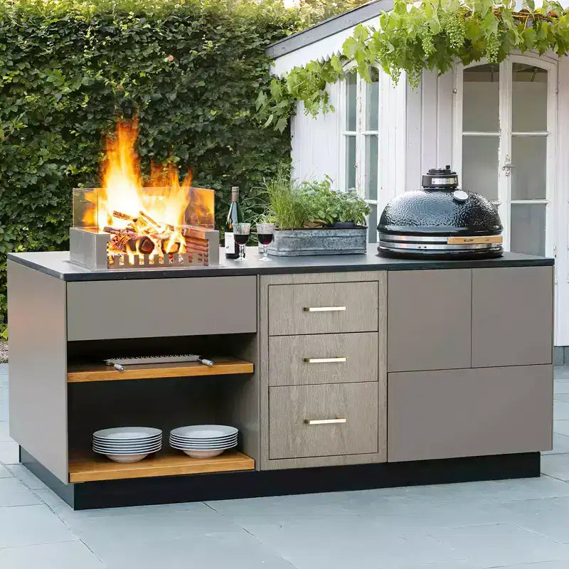 Armadietto da incasso in acciaio inox a 3 cassetti resistente, per cucine da esterno, resistente alle intemperie, con maniglie, nuovo colore Magnolia
