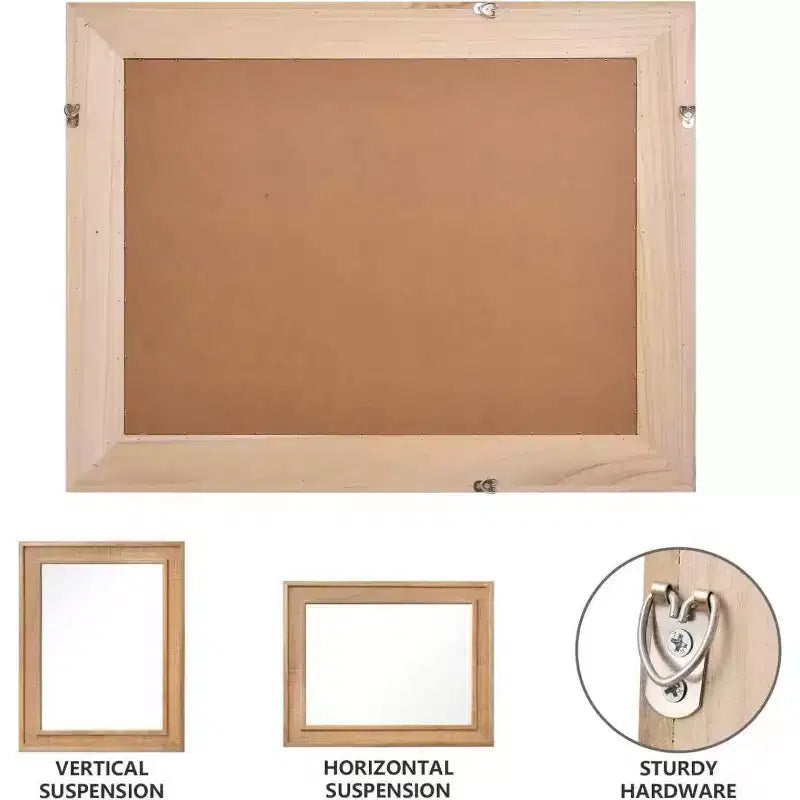 Specchio Decorativo Rettangolare in Rattan con Cornice in Legno Massello - Stile Rustico, Bagno e Ingresso