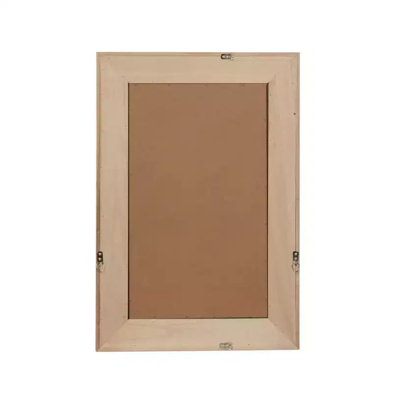 Specchio Decorativo Rettangolare in Rattan con Cornice in Legno Massello - Stile Rustico, Bagno e Ingresso