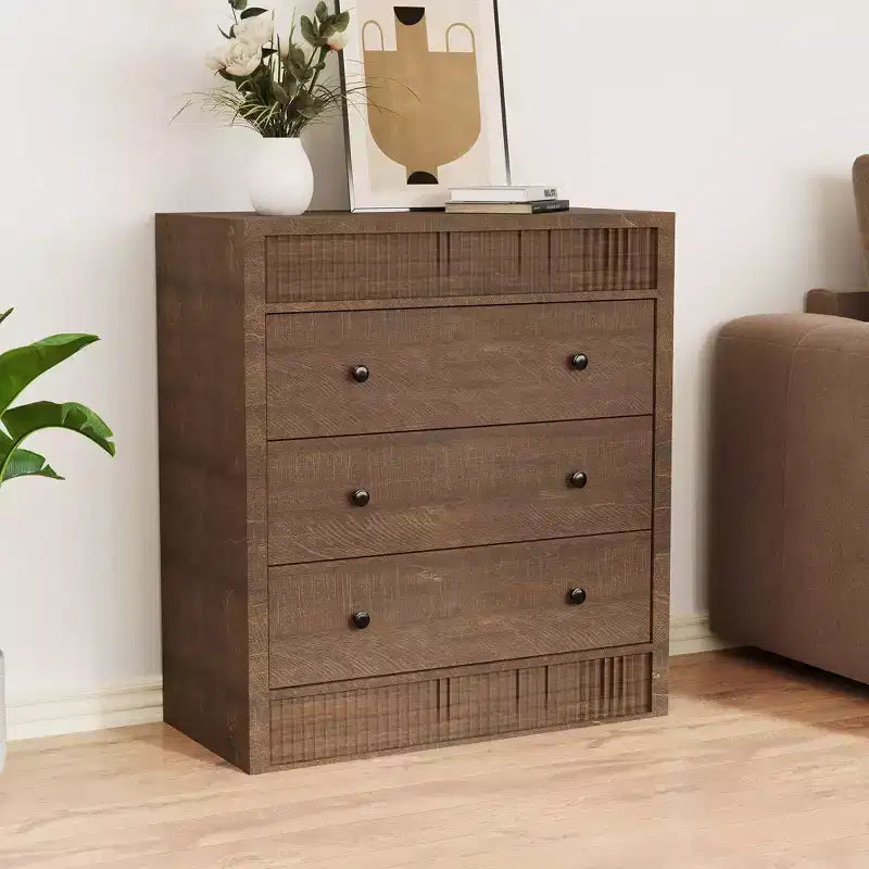 Cassettiera scanalata a 3 cassetti larga 80 cm, comodino moderno in legno e mobile contenitore, cassettiera per camera da letto, cameretta dei bambini, corridoio e soggiorno