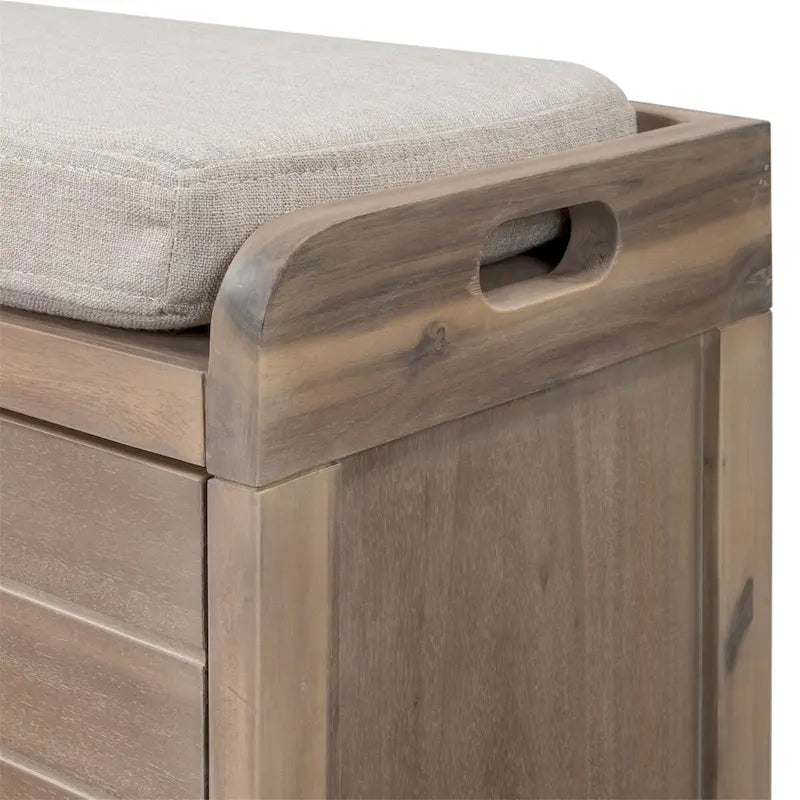 Banco de almacenamiento de madera con 2 cestas tejidas