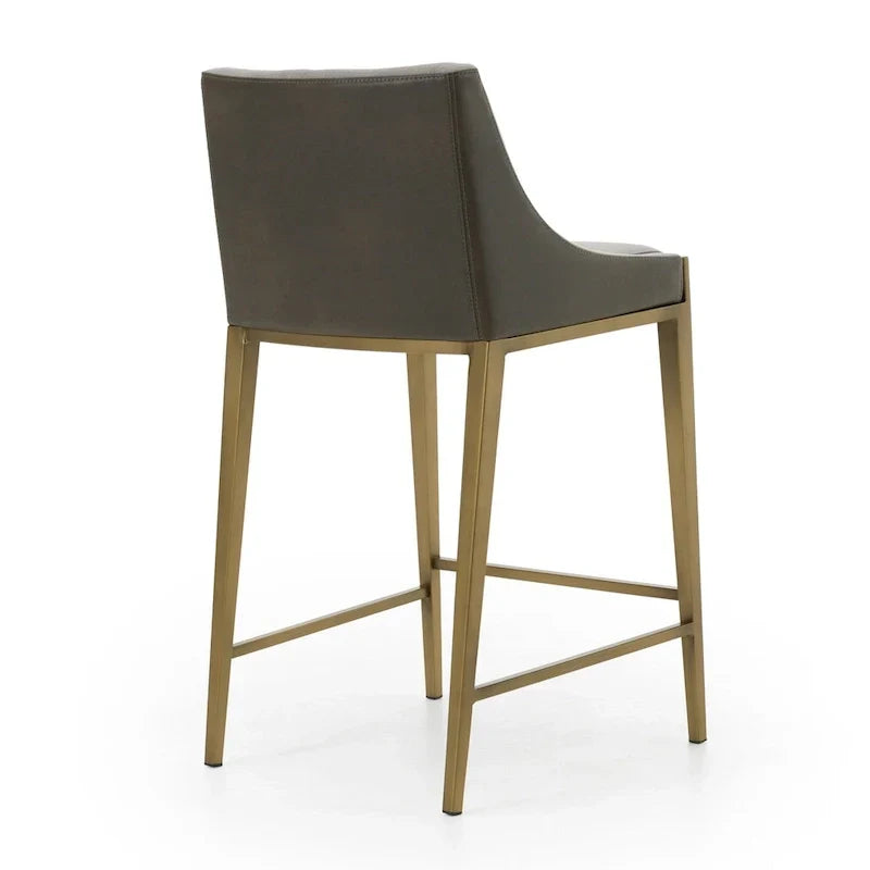 Taburete de mostrador contemporáneo gris y latón Modrest Fairview