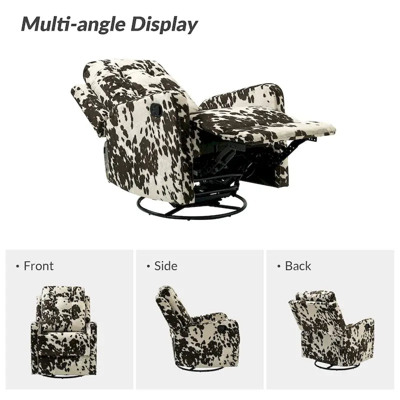 Arlette Sillón Reclinable Giratorio Manual Floral Contemporáneo con Respaldo Capitaneado