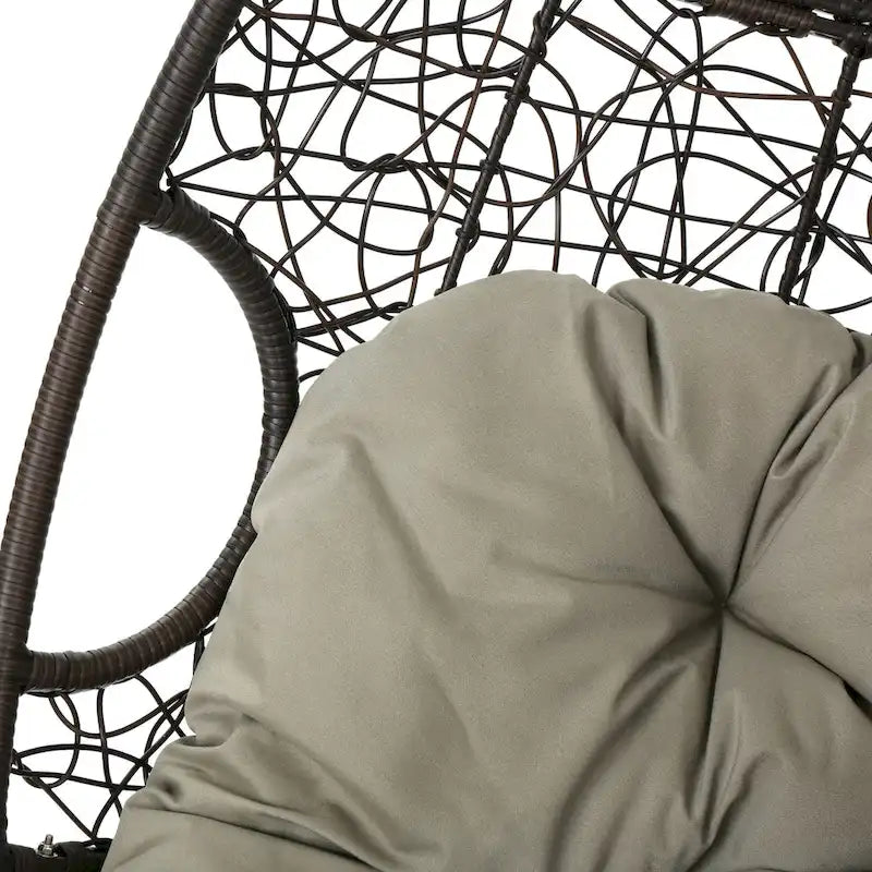 Sillón Colgante de Exterior de Mimbre Impermeable con Cojines, Asiento de Hamaca - Capacidad de 136 kg