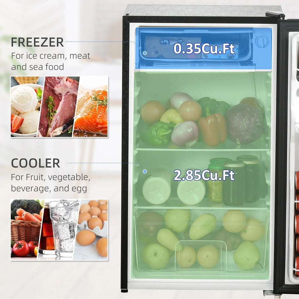 Mini Frigo da 3,2 Cu.Ft con Congelatore, Frigorifero Compatto a Porta Singola con Termostato Regolabile per Camera da Letto