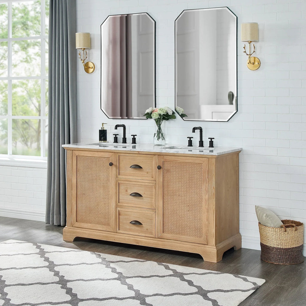 Mueble de baño Hervas con encimera de mármol natural sin espejo