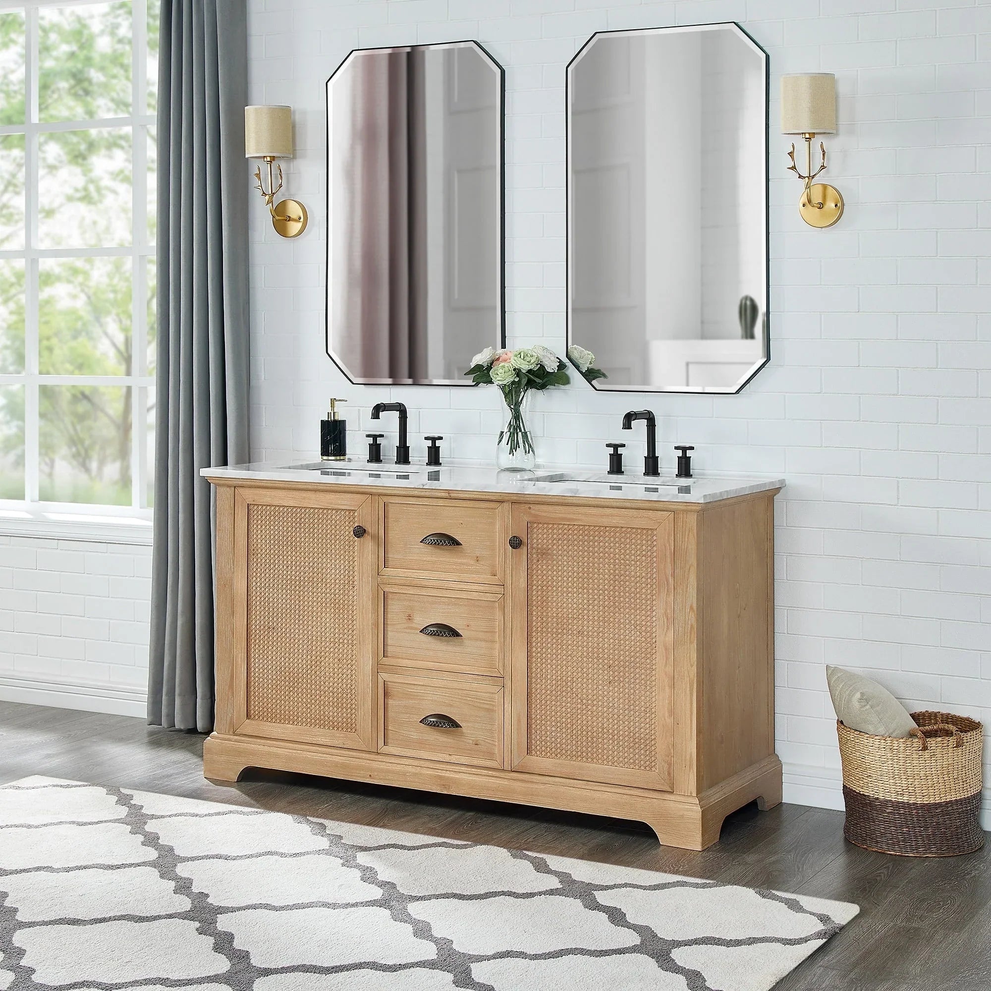 Mueble de baño Hervas con encimera de mármol natural sin espejo