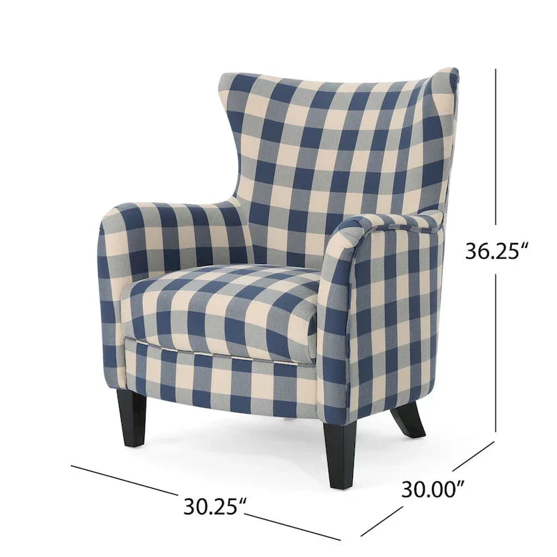 Sillón tapizado de respaldo alto Modern Retro de 30.25 pulgadas con patas de madera para sala de estar