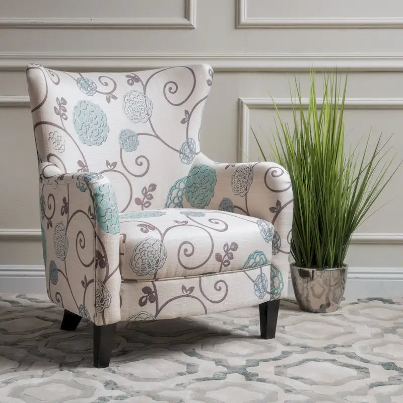 Sillón tapizado de respaldo alto Modern Retro de 30.25 pulgadas con patas de madera para sala de estar