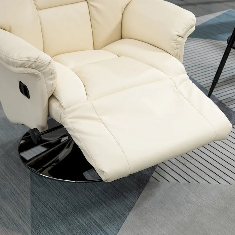 Sillón reclinable manual HOMCOM para adultos, reclinable giratorio ajustable con reposapiés, brazos acolchados