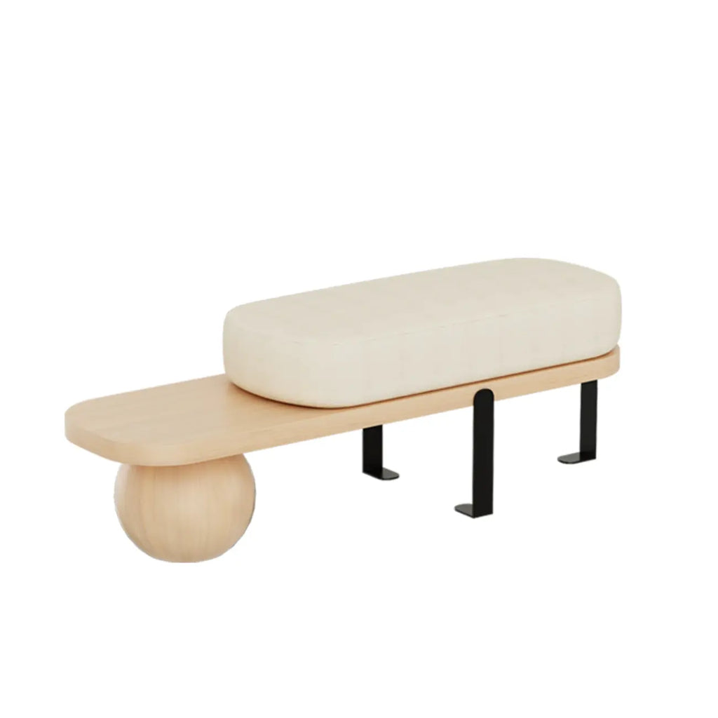 Banco bajo tapizado de madera moderna de color beige