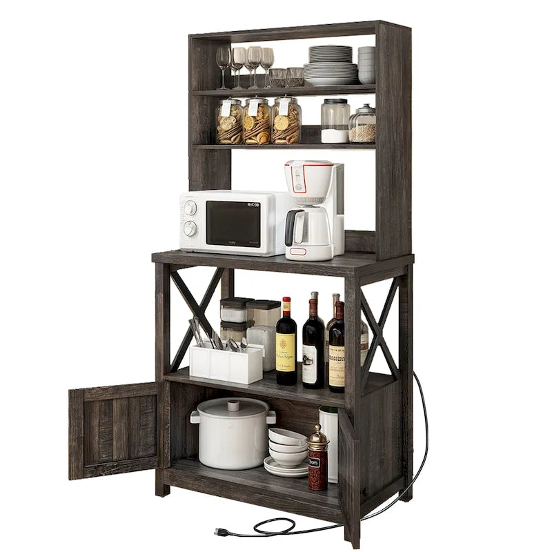 Estantería de cocina Moasis de 5 niveles con estantes de almacenamiento, soporte para microondas, organizador de estantes de cocina