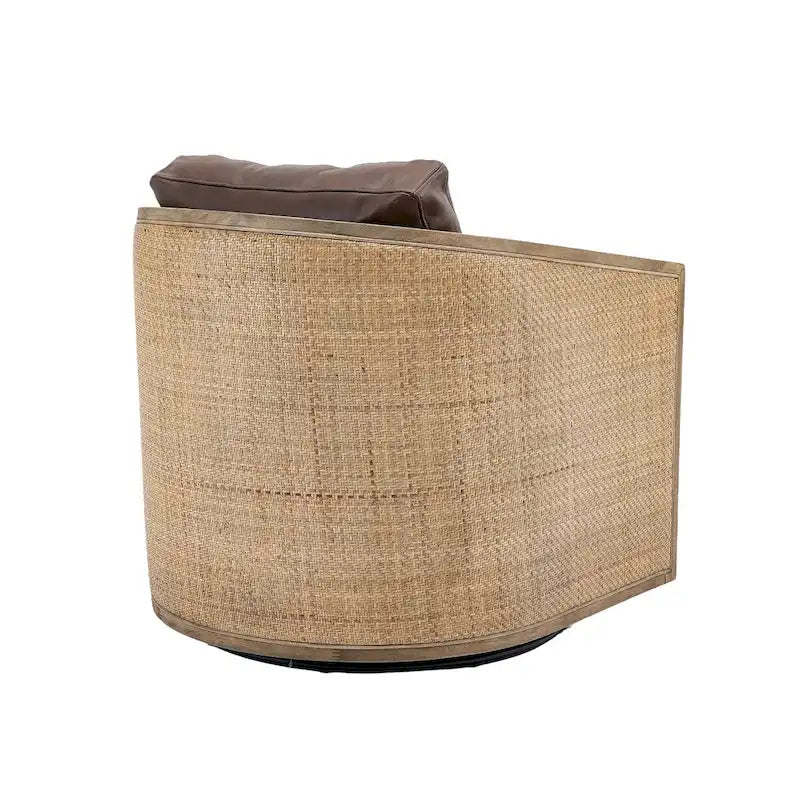 Sillón Giratorio de Barril, Cómodo Sillón Redondo Decorativo, Sillón Club Giratorio de Barril de 360 Grados, Sillón de Ocio con Estructura Tejida de Ratán