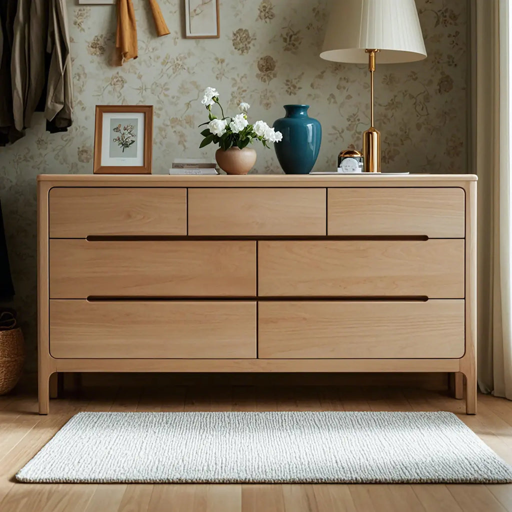 Cómoda doble tradicional de madera de roble natural para dormitorio