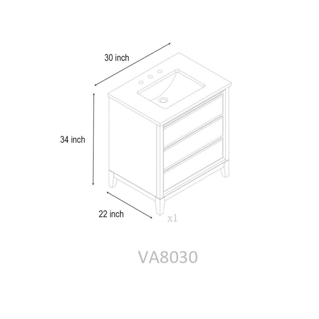 Mueble de baño Vanity Art con lavabo de cerámica y encimera de mármol de ingeniería