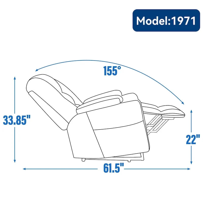Sillón reclinable Power Lift con masaje y calor, reclinables anchos Lazy Boy extragrandes con USB, puertos tipo C y 2 portavasos de acero