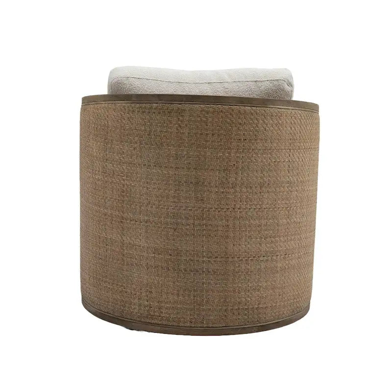 Sillón Giratorio de Barril, Cómodo Sillón Redondo Decorativo, Sillón Club Giratorio de Barril de 360 Grados, Sillón de Ocio con Estructura Tejida de Ratán
