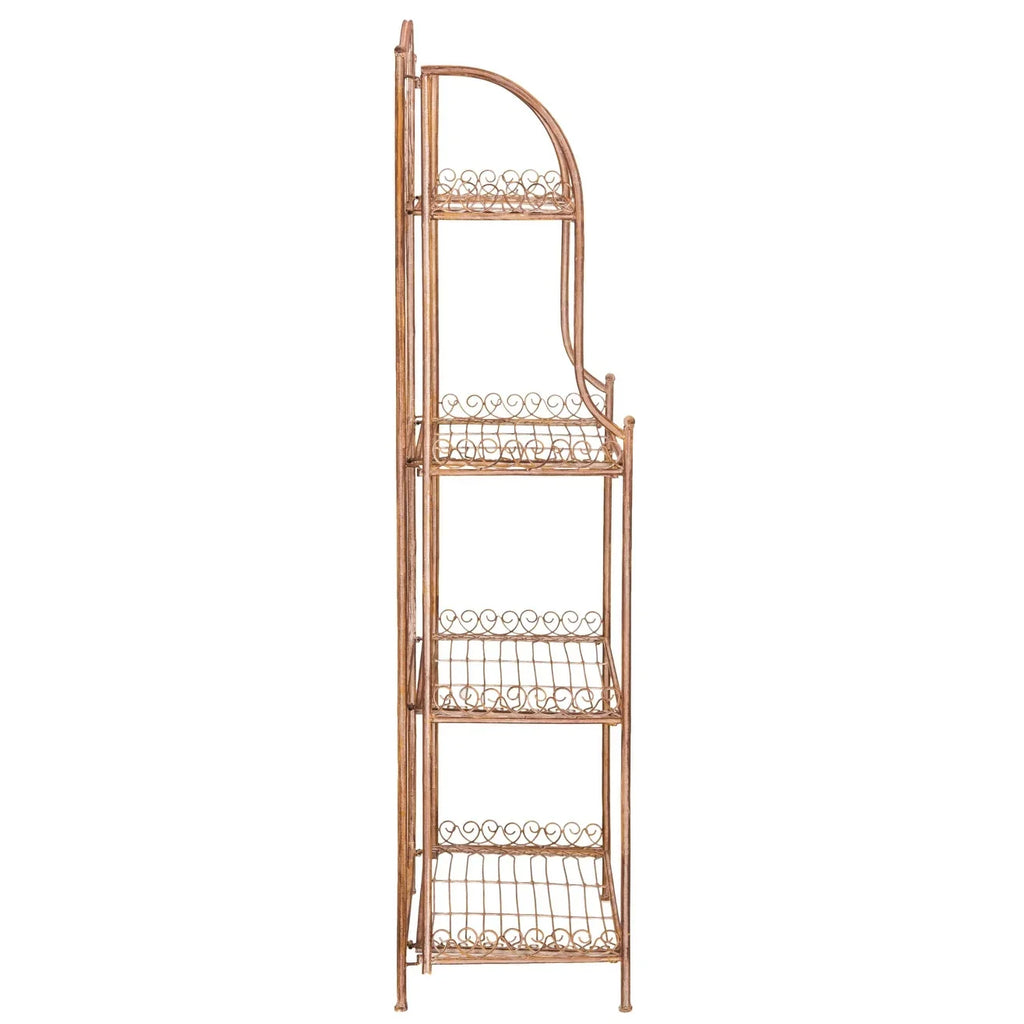 SAFAVIEH Bryn Estantería de panadero victoriana de hierro forjado de 4 niveles para exteriores - 25 pulg. An. x 15 pulg. Prof. x 63 pulg. Al. - 25 An. x 15 Prof. x 63 Al.