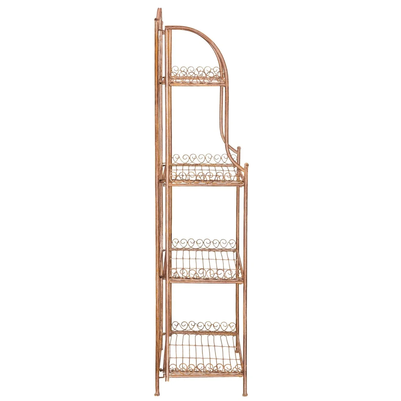 SAFAVIEH Bryn Estantería de panadero victoriana de hierro forjado de 4 niveles para exteriores - 25 pulg. An. x 15 pulg. Prof. x 63 pulg. Al. - 25 An. x 15 Prof. x 63 Al.