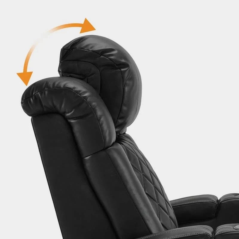 MCombo Sillón reclinable eléctrico con reposacabezas ajustable, asiento de cine en casa de dos motores con puerto USB, cuero transpirable HTS411