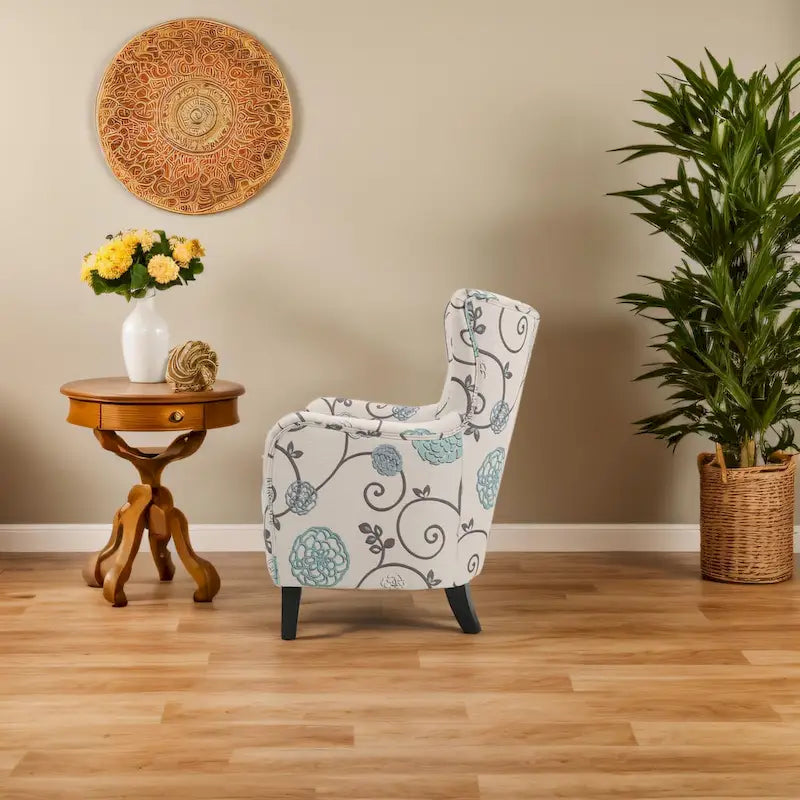 Sillón tapizado de respaldo alto Modern Retro de 30.25 pulgadas con patas de madera para sala de estar