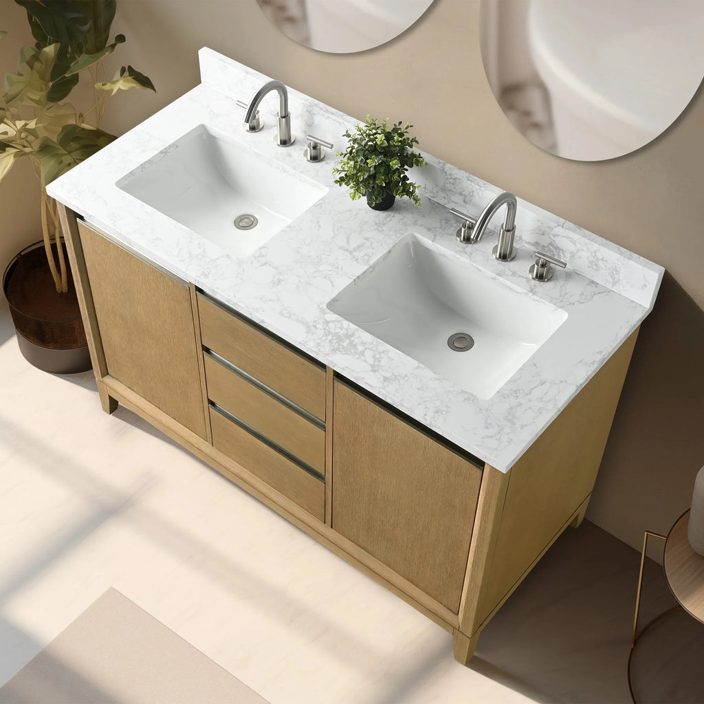 Mueble de baño Vanity Art con lavabo de cerámica y encimera de mármol de ingeniería