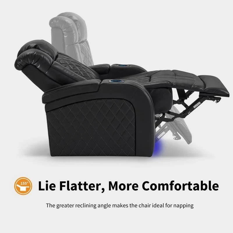 MCombo Sillón reclinable eléctrico con reposacabezas ajustable, asiento de cine en casa de dos motores con puerto USB, cuero transpirable HTS411