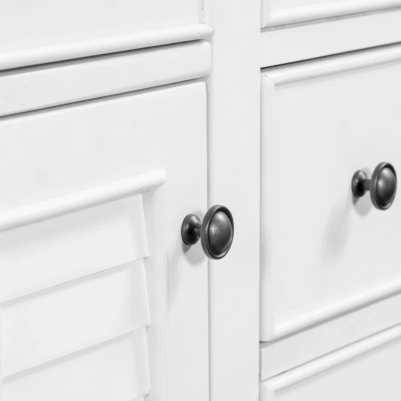 Mueble de baño con lavabo cerámico, dos armarios y cinco cajones