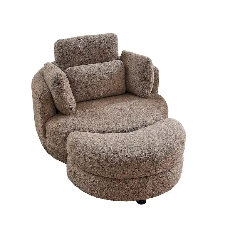 Sillón redondo giratorio grande con otomana de almacenamiento Moon