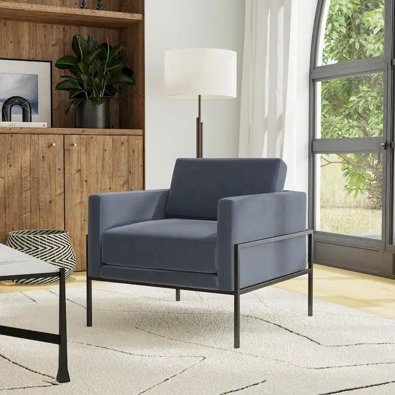 Sillón tapizado moderno HomePop con estructura de metal