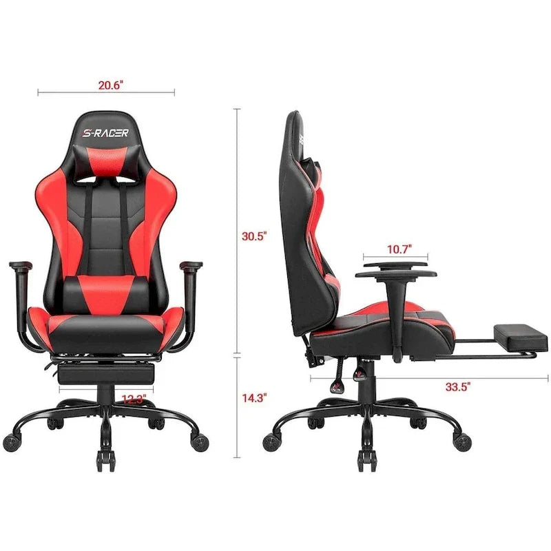 Silla Gamer con Reposapiés - Silla de Escritorio Ergonómica