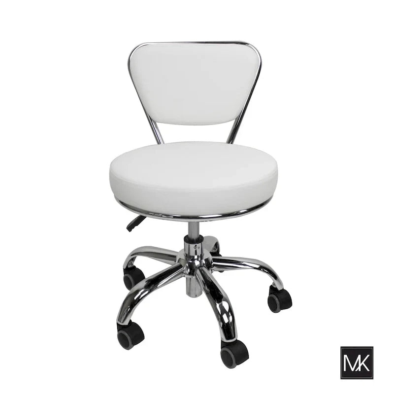 Taburete Dayton bajo ajustable de 13 a 15 con respaldo y ruedas, blanco - N/D