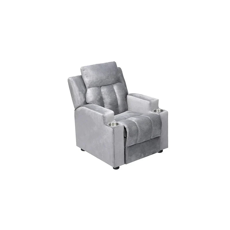 Sillón Reclinable Deluxe para Niños con Reposapiés, Reposacabezas y 2 Portavasos, Reclinable Infantil de Microfibra para Mayores de 3 Años