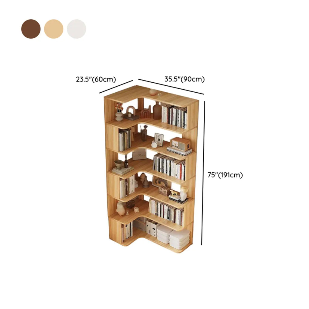Estantería esquinera de madera manufacturada con 6 estantes