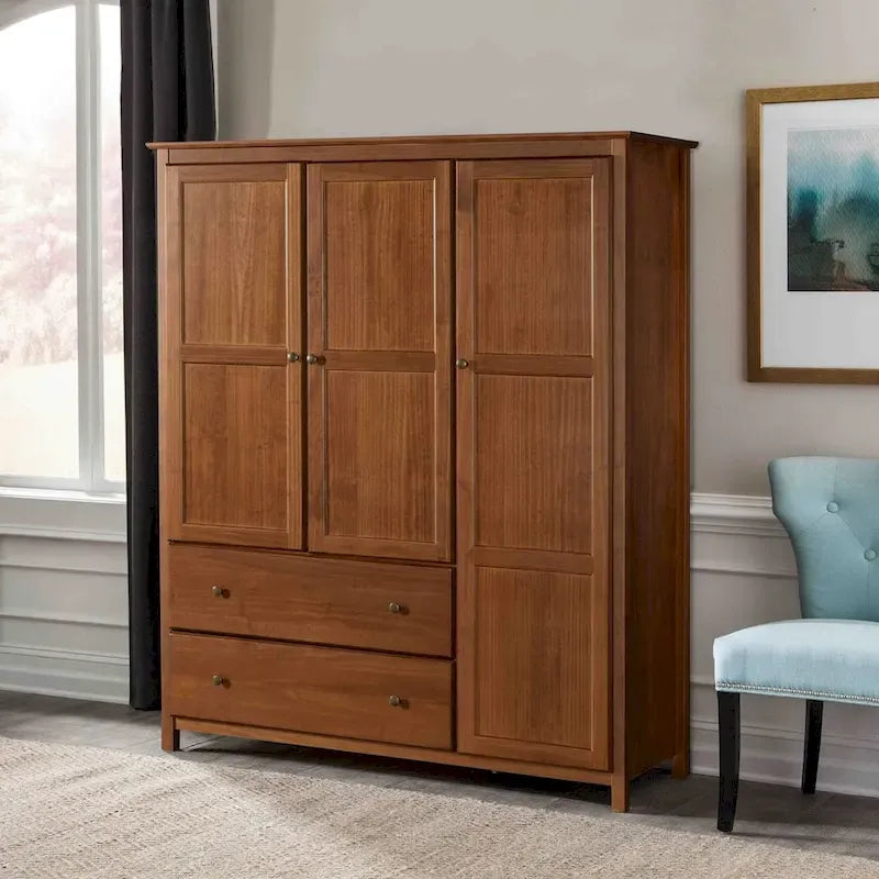 Armario de madera Shaker de 3 puertas Grain Wood Furniture - 60x72x22