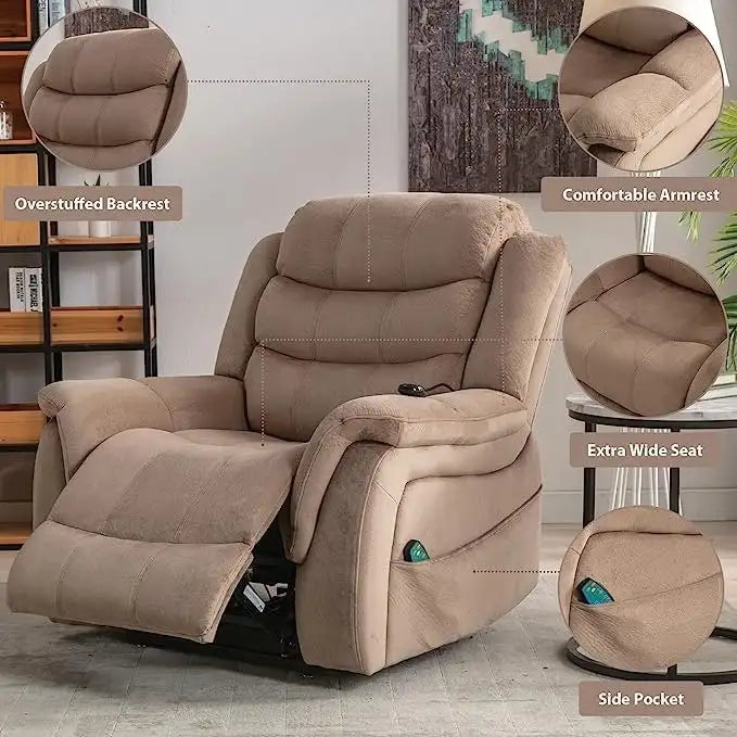 Sillón reclinable plano con función de elevación para personas mayores con masaje y calor