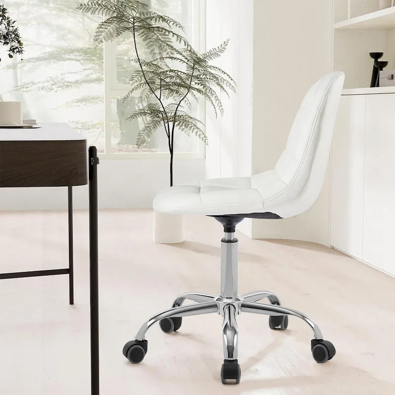 Silla de oficina en casa sin brazos Javlergo, silla de escritorio de computadora con ruedas y altura ajustable