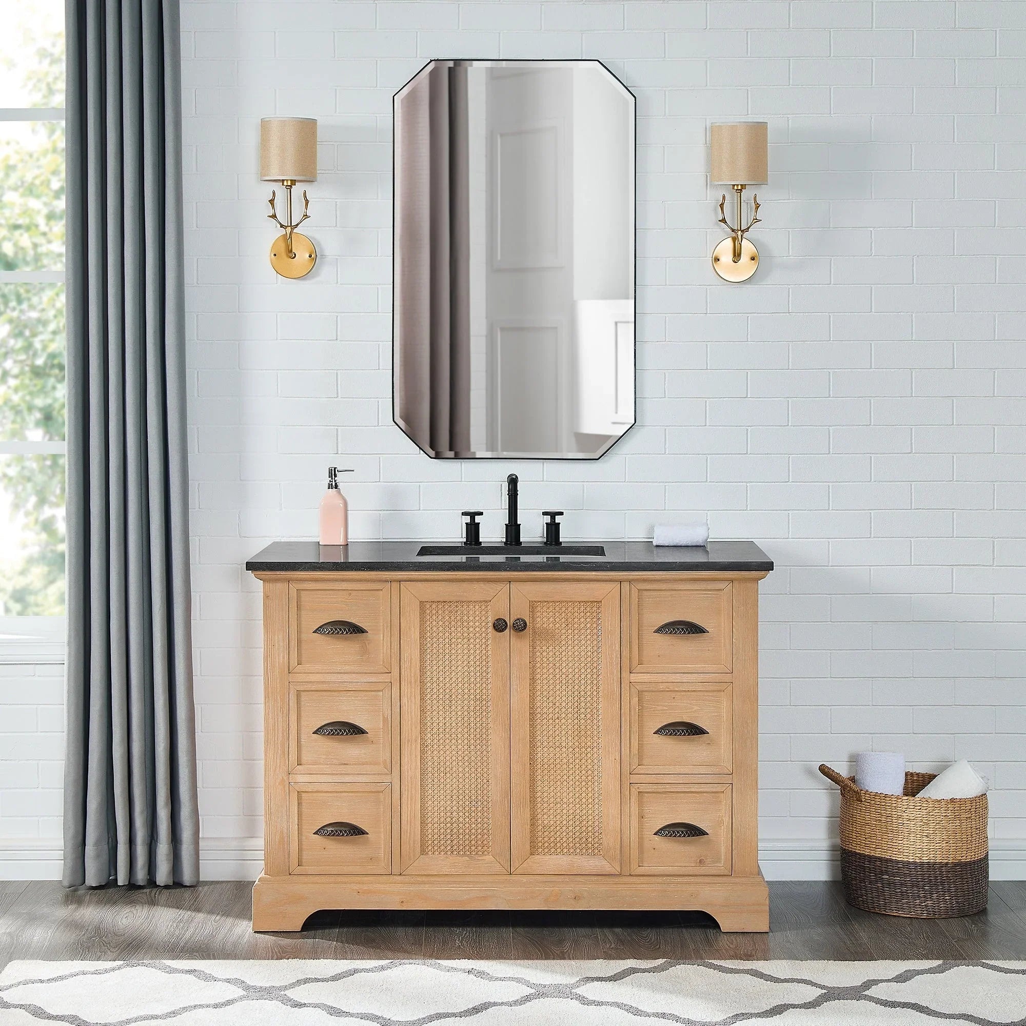 Mueble de baño Hervas con encimera de mármol natural sin espejo