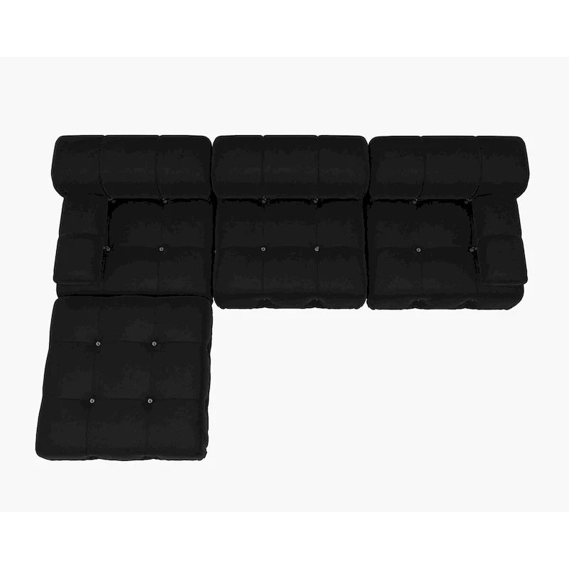 Sofá Seccional Modular Negro Tapizado en Terciopelo