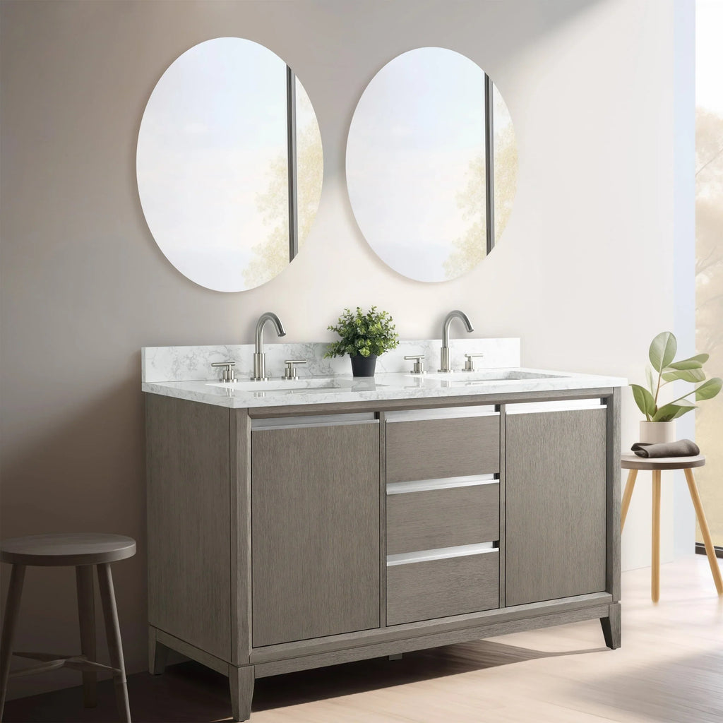 Mueble de baño Vanity Art con lavabo de cerámica y encimera de mármol de ingeniería