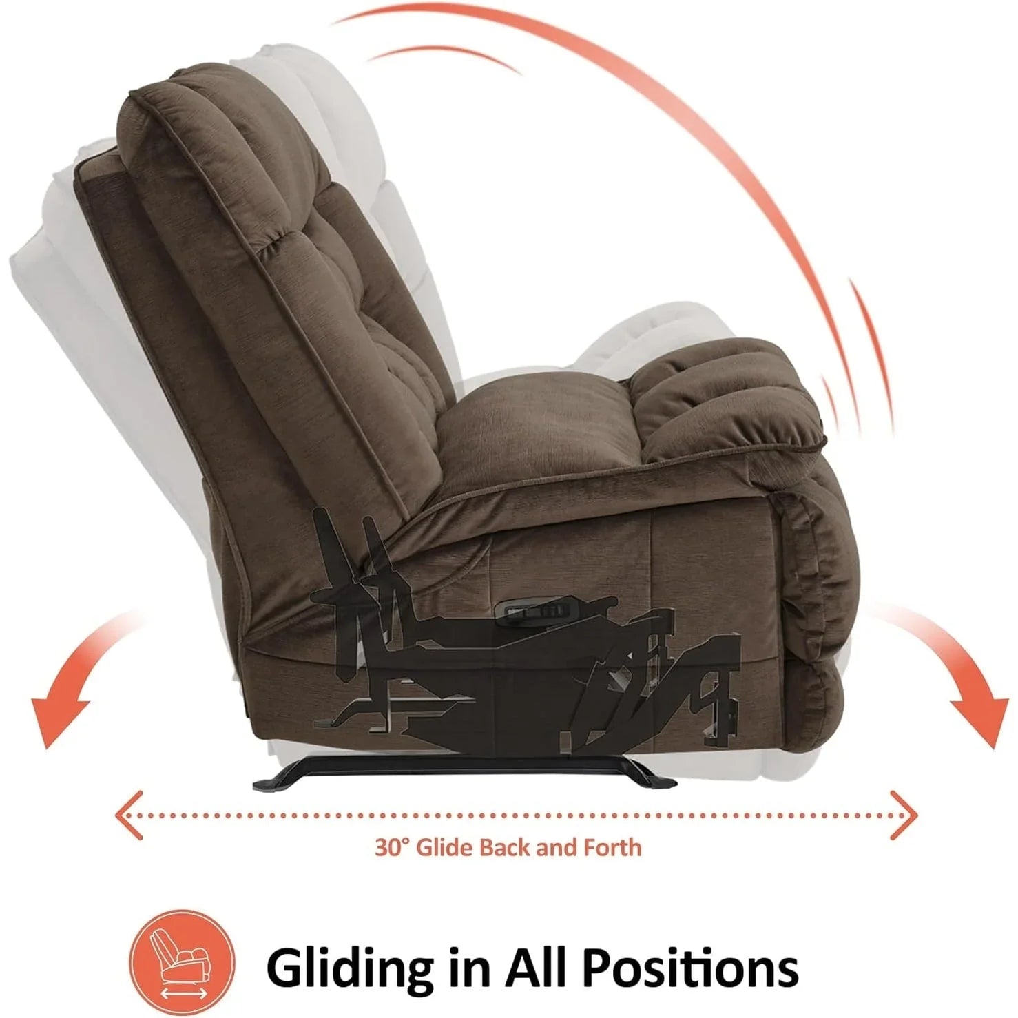 MCombo Sillón reclinable de balanceo eléctrico sin brazos con doble motor de gran tamaño, reclinable sin brazos, perfecto para sala de estar, tela PR607