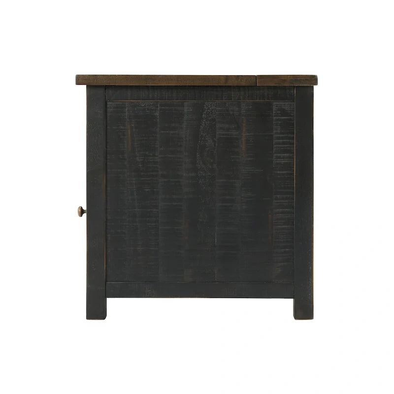 Mesa auxiliar Monterey de madera maciza con tomas de corriente ocultas