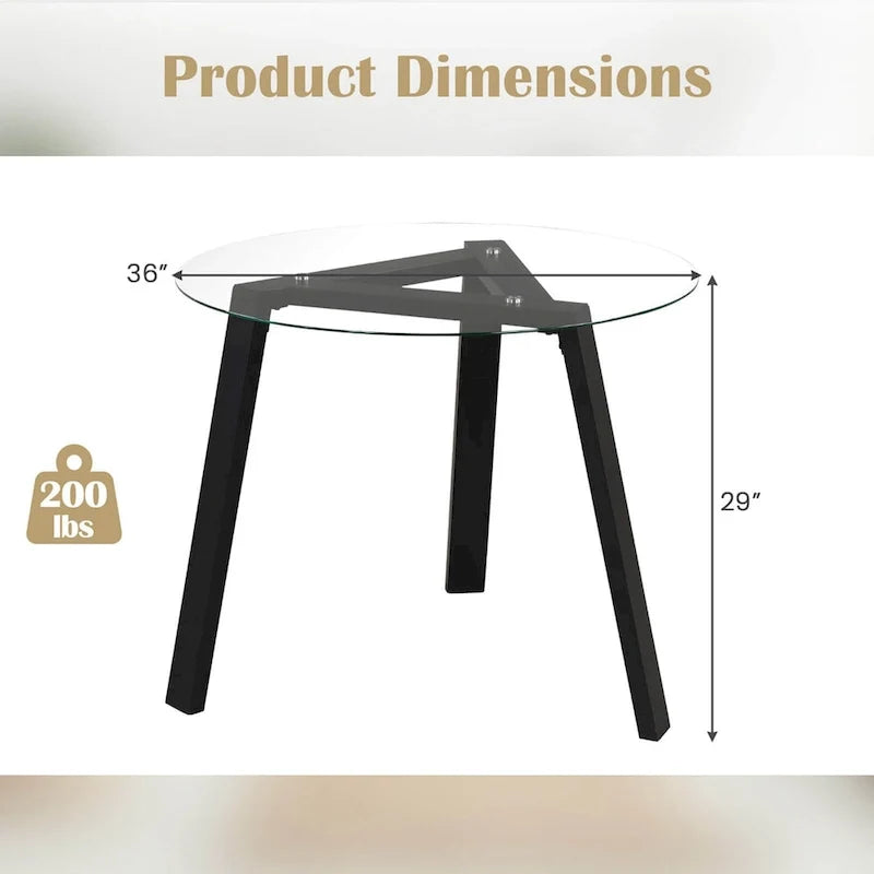 Mesa de comedor redonda de cristal Costway 36 para 4 personas con cristal templado - Ver detalles