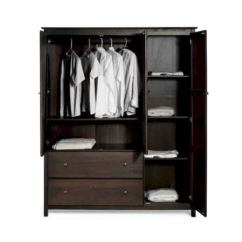 Armario de madera Shaker de 3 puertas Grain Wood Furniture - 60x72x22