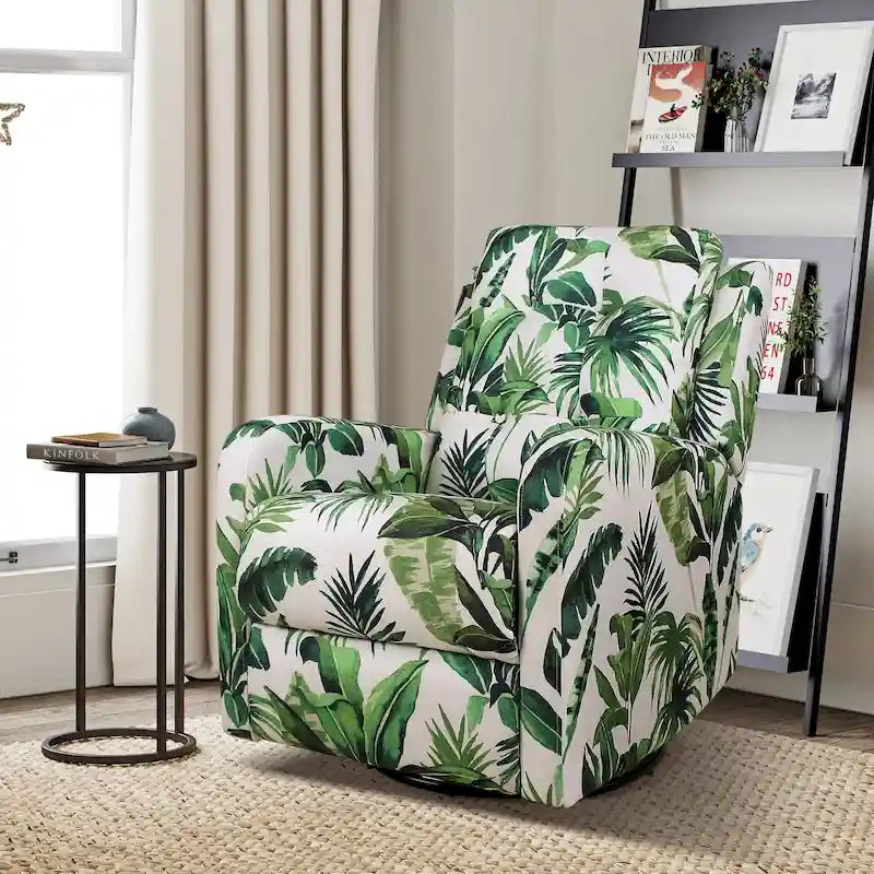 Arlette Sillón Reclinable Giratorio Manual Floral Contemporáneo con Respaldo Capitaneado