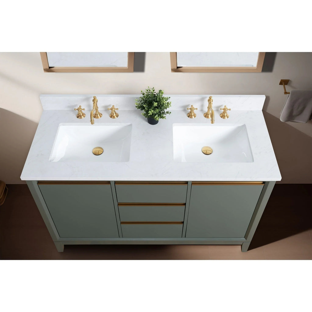 Mueble de baño Vanity Art con lavabo de cerámica y encimera de mármol de ingeniería