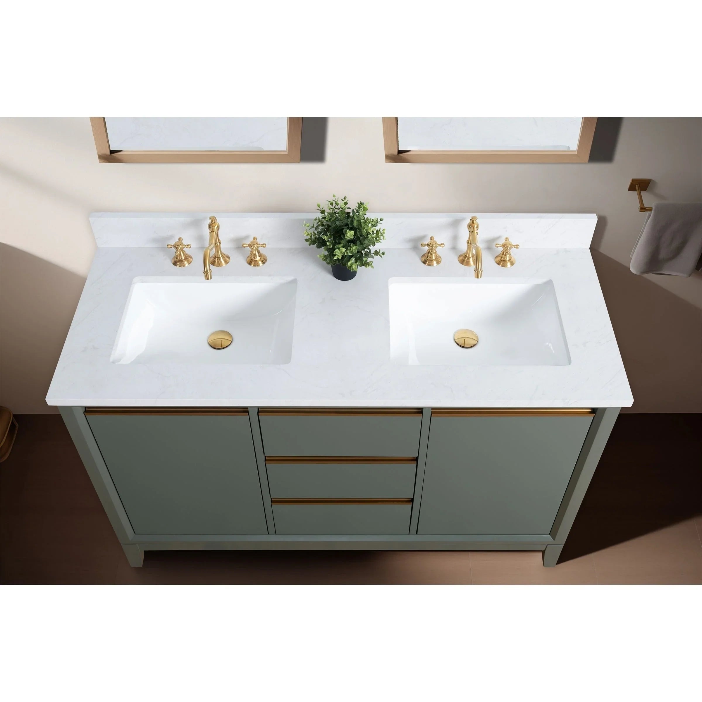 Mueble de baño Vanity Art con lavabo de cerámica y encimera de mármol de ingeniería