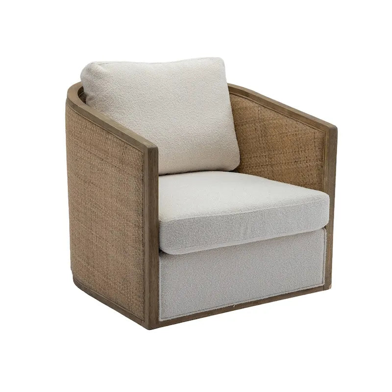 Sillón Giratorio de Barril, Cómodo Sillón Redondo Decorativo, Sillón Club Giratorio de Barril de 360 Grados, Sillón de Ocio con Estructura Tejida de Ratán